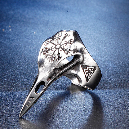 Sparrow Skull: Vintage Men's Stainless Steel Plated Bird Head Ring