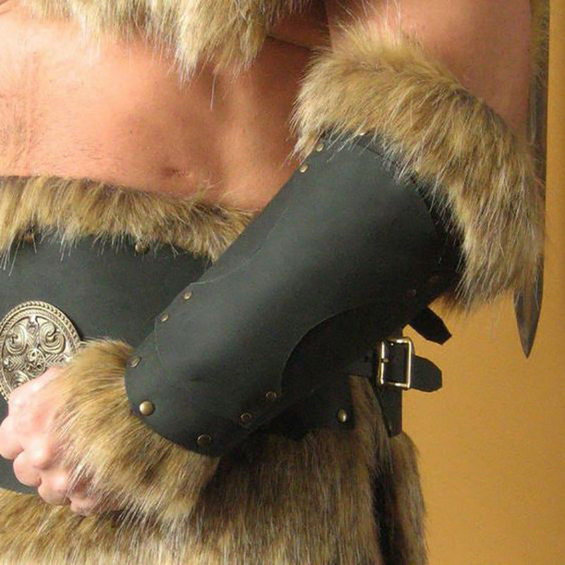 Medieval Viking Renaissance Vintage Fur Hand Guard Wristbands