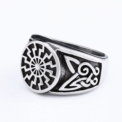 Titanium Steel Men's Viking Engraved Ring