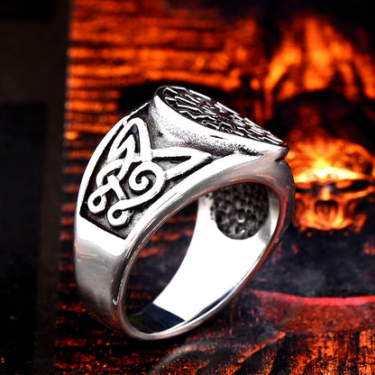 Titanium Steel Men's Viking Engraved Ring