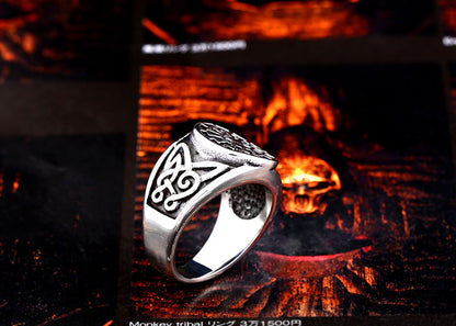 Titanium Steel Men's Viking Engraved Ring