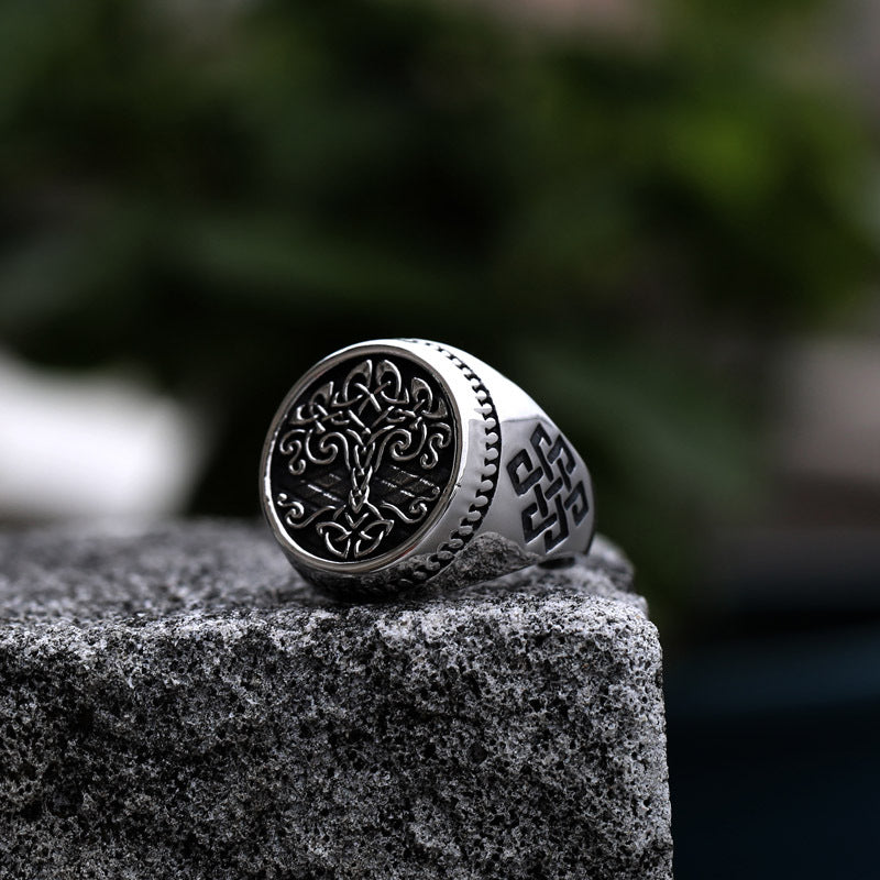 Stainless Steel Viking Tree Of Life Men's Ring