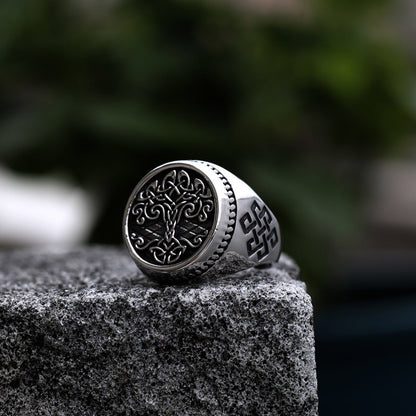 Stainless Steel Viking Tree Of Life Men's Ring