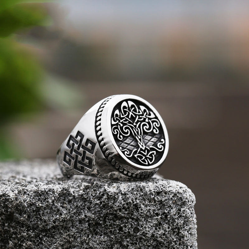 Stainless Steel Viking Tree Of Life Men's Ring