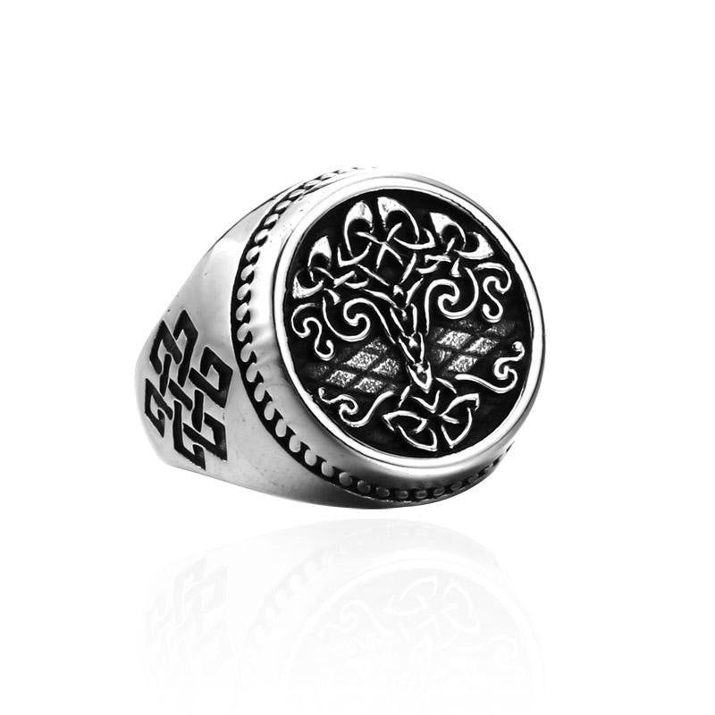 Stainless Steel Viking Tree Of Life Men's Ring