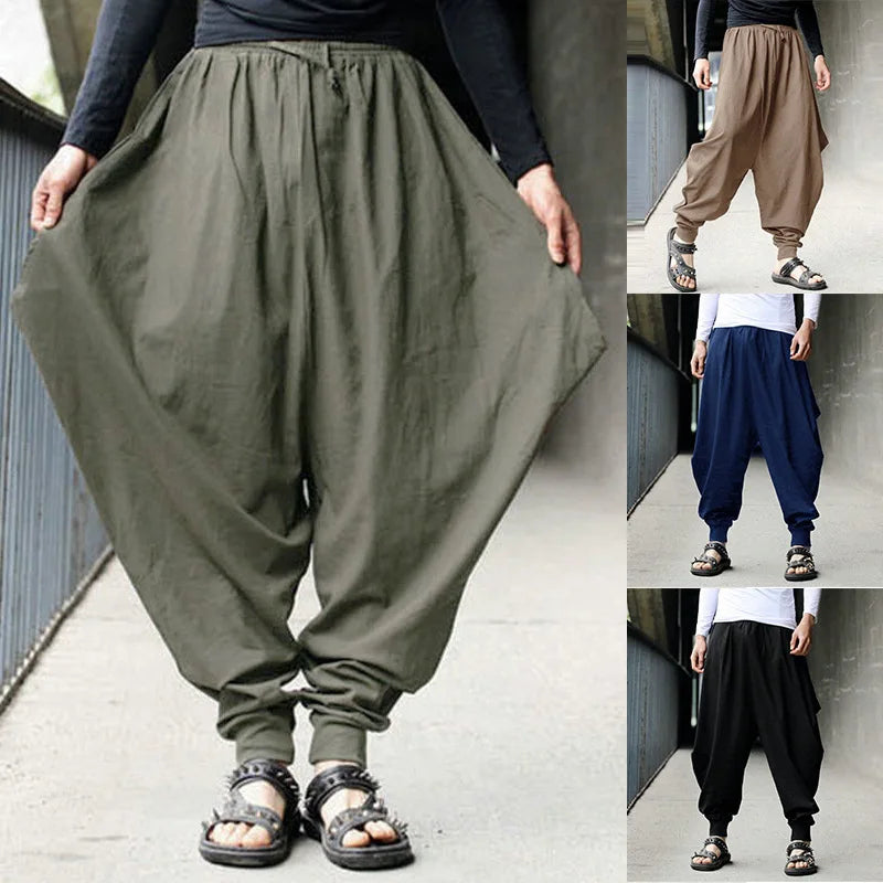 Medieval Renaissance Pirate Loose Pants Pirate Horseman Viking Cosplay Costume Adult Hip Hop Wide Leg Trousers Leisure Pants