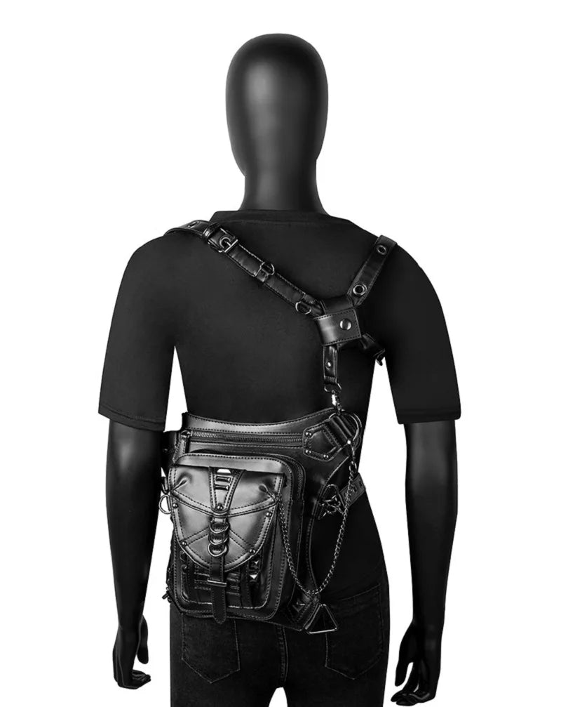 Medieval Retro Waist Bag Fanny Packs Steampunk Thigh Belt Bag Moto Drop Leg Bag Gothic Shoulder Milti-Wear Crossbody Bags