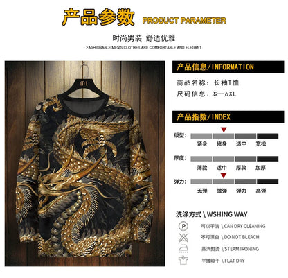 Oversized Tees Dragon 3D Digital Printing Long Sleeve T Shirt Men 2022 New Quality Soft Breathable Luxury Camisa Masculina S-6XL