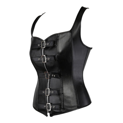 Off Shoulder Buckle Shirt Corset Woman Gothic Vest Corset Mujer Lingerie Corgested Bustiers Top Black Straps Locking Underwear