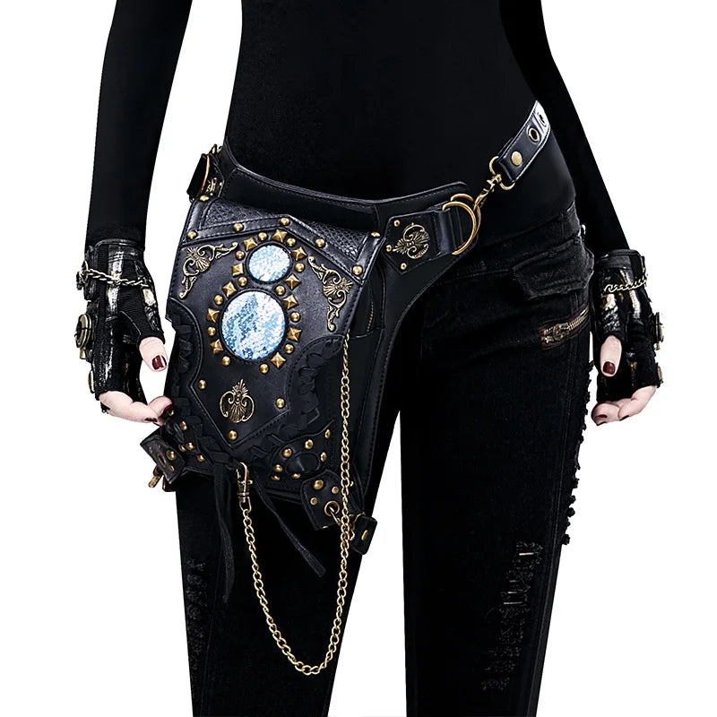 Medieval Retro Waist Bag Fanny Packs Steampunk Thigh Belt Bag Moto Drop Leg Bag Gothic Shoulder Milti-Wear Crossbody Bags