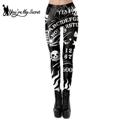 [You're My Secret] Ouija Board Leggings Women 3D Printed Trousers Satan Head Devil Leggins Fitness Workout Elastic Pants Legins