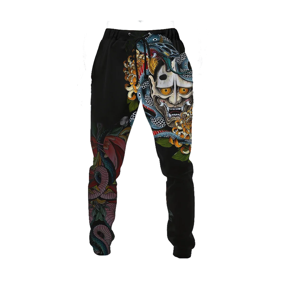 PLstar Cosmos Brand Mens Jogger Pants Samurai Oni Mask Tattoo 3D Printing Trousers Streetwear Unisex Casual Sweatpants MPK17