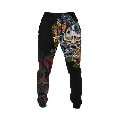 PLstar Cosmos Brand Mens Jogger Pants Samurai Oni Mask Tattoo 3D Printing Trousers Streetwear Unisex Casual Sweatpants MPK17