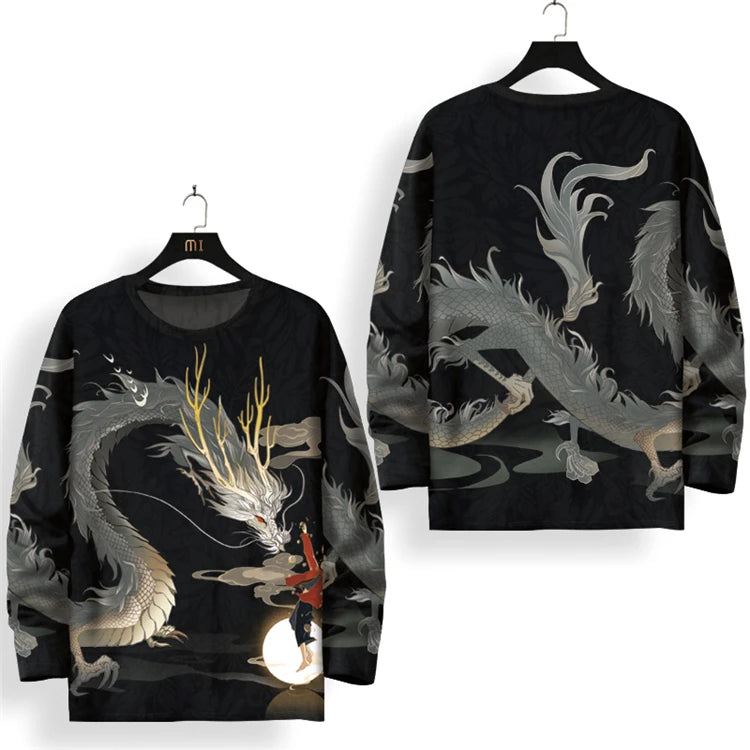 Oversized Tees Dragon 3D Digital Printing Long Sleeve T Shirt Men 2022 New Quality Soft Breathable Luxury Camisa Masculina S-6XL