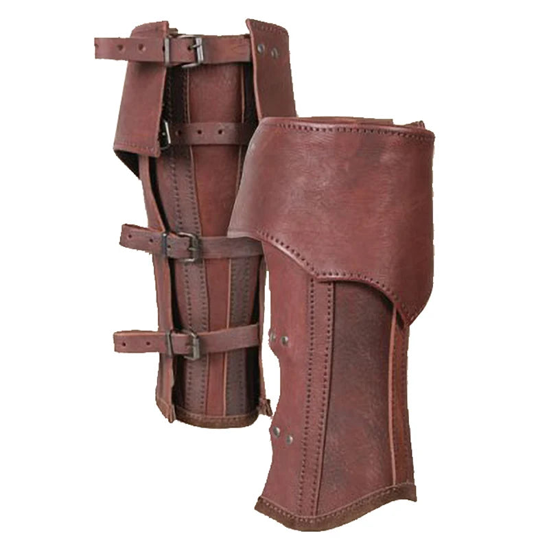 Medieval Gothic Leather Greave Half Chaps Viking Knight Leg Kit Armor Men Larp Rider Boot Cover Gaiter Cosplay Costume For Women