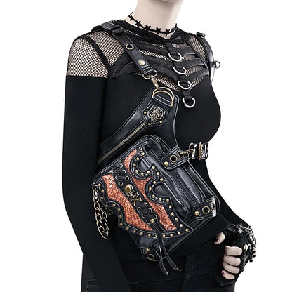 Medieval Retro Waist Bag Fanny Packs Steampunk Thigh Belt Bag Moto Drop Leg Bag Gothic Shoulder Milti-Wear Crossbody Bags