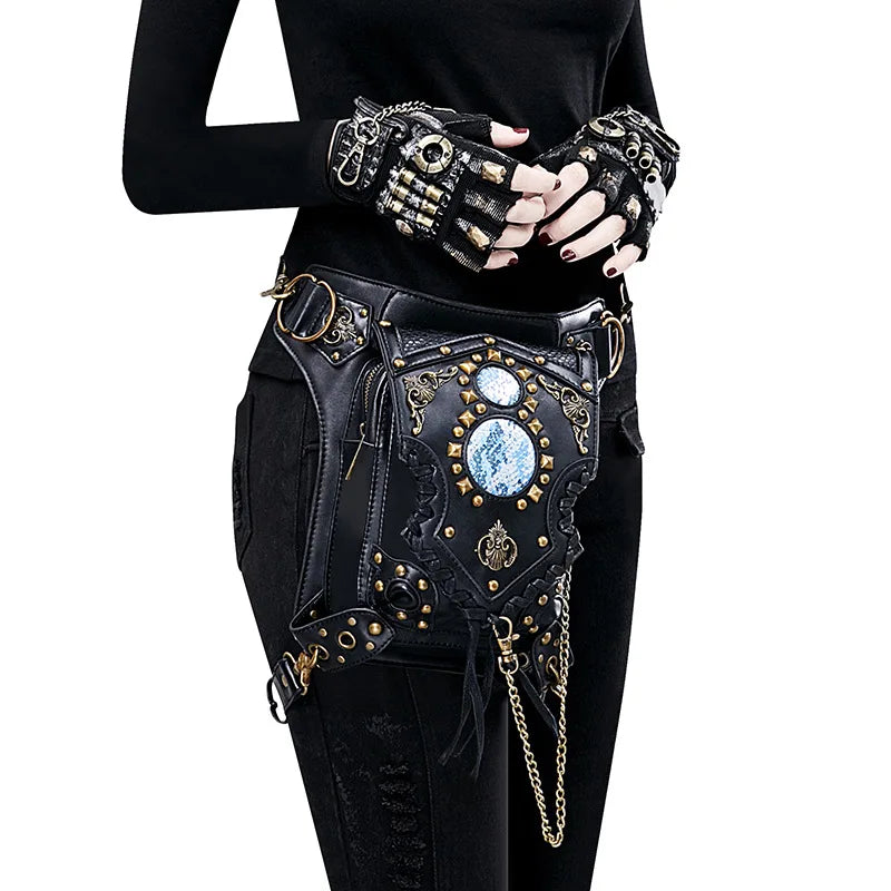 Medieval Retro Waist Bag Fanny Packs Steampunk Thigh Belt Bag Moto Drop Leg Bag Gothic Shoulder Milti-Wear Crossbody Bags