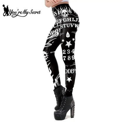 [You're My Secret] Ouija Board Leggings Women 3D Printed Trousers Satan Head Devil Leggins Fitness Workout Elastic Pants Legins