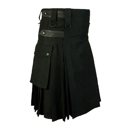 Mens Scottish Tartan Kilt Black Vintage Skirt Steampunk Clothing 2 Pocket Casual Autumn Scotland Men Clothing Trousers Skirts