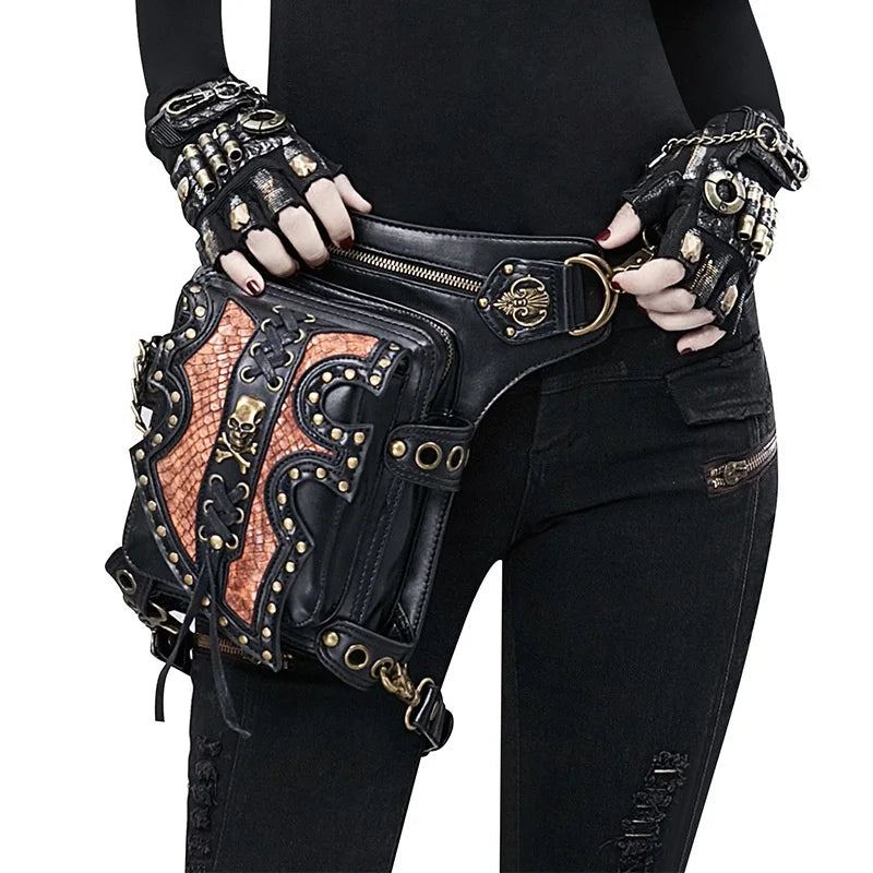 Medieval Retro Waist Bag Fanny Packs Steampunk Thigh Belt Bag Moto Drop Leg Bag Gothic Shoulder Milti-Wear Crossbody Bags