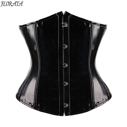 Fashion Ladies Corset Sexy Underbust Corsets And Bustiers Body Shaper Slimming PVC Lingerie Waist Trainning Tops Steampunk