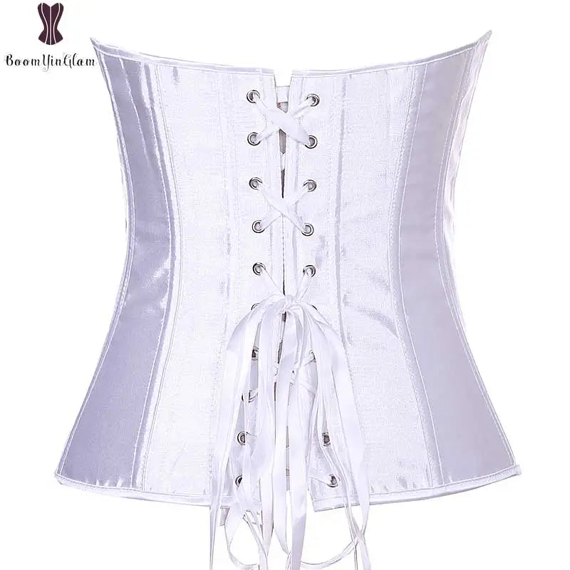 Pink Corset Simple Lolita Sexy Women Corsets Top Elastic Boned Bustier Overbust Gothic Corselet Lingerie Satin Women Clothing