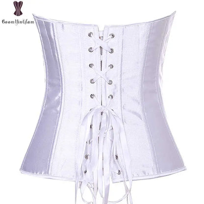 Pink Corset Simple Lolita Sexy Women Corsets Top Elastic Boned Bustier Overbust Gothic Corselet Lingerie Satin Women Clothing