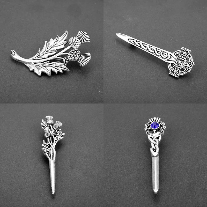 Outlander Jewelry Brooch Scotland Thistle Sword Brooch Pins With Fashion CelticKnot Kilt Brooch Outlander Jewelry For Men Women