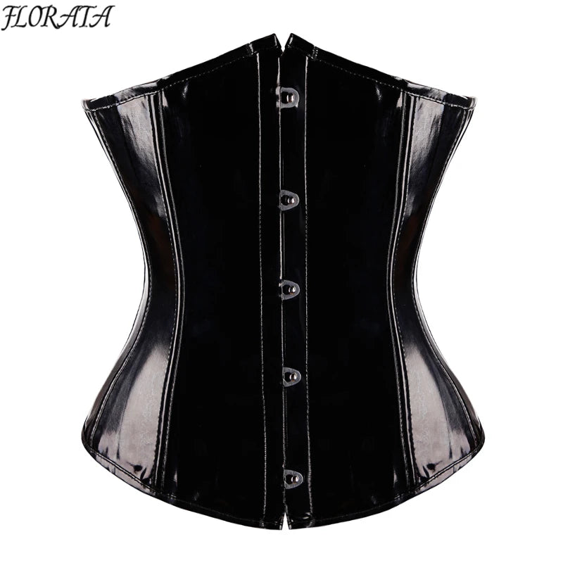 Fashion Ladies Corset Sexy Underbust Corsets And Bustiers Body Shaper Slimming PVC Lingerie Waist Trainning Tops Steampunk