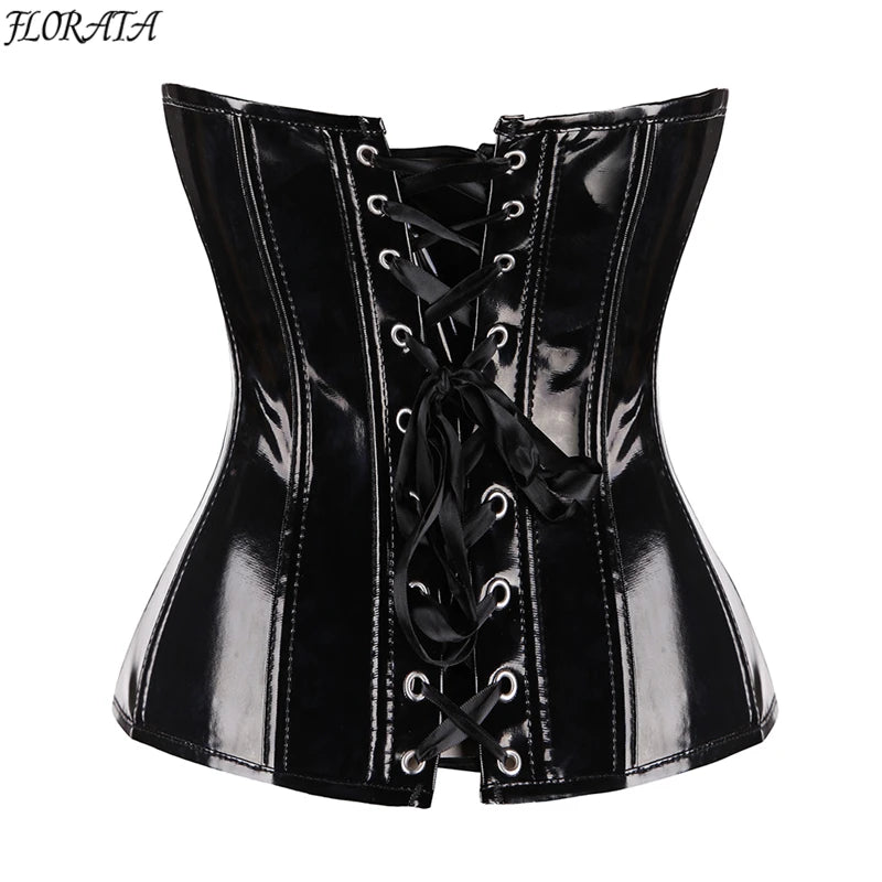 Fashion Ladies Corset Sexy Underbust Corsets And Bustiers Body Shaper Slimming PVC Lingerie Waist Trainning Tops Steampunk