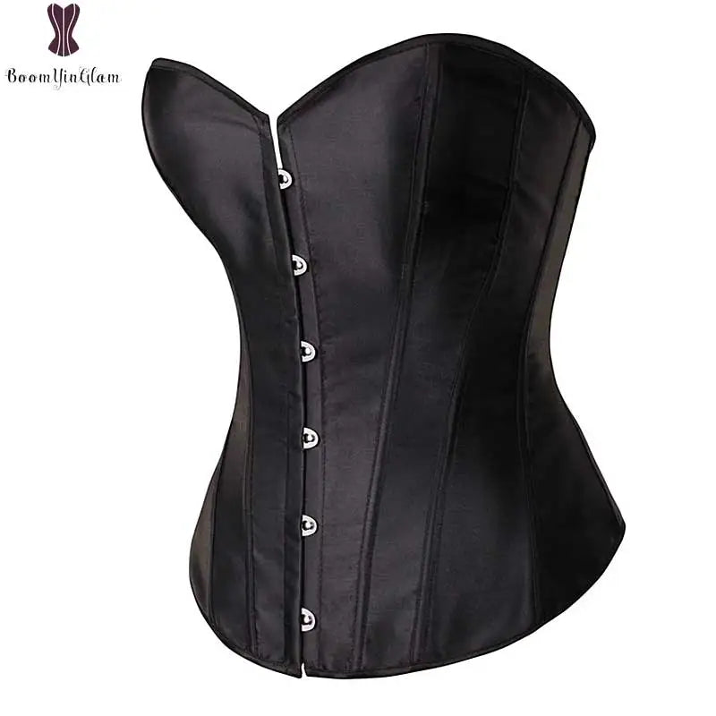 Pink Corset Simple Lolita Sexy Women Corsets Top Elastic Boned Bustier Overbust Gothic Corselet Lingerie Satin Women Clothing