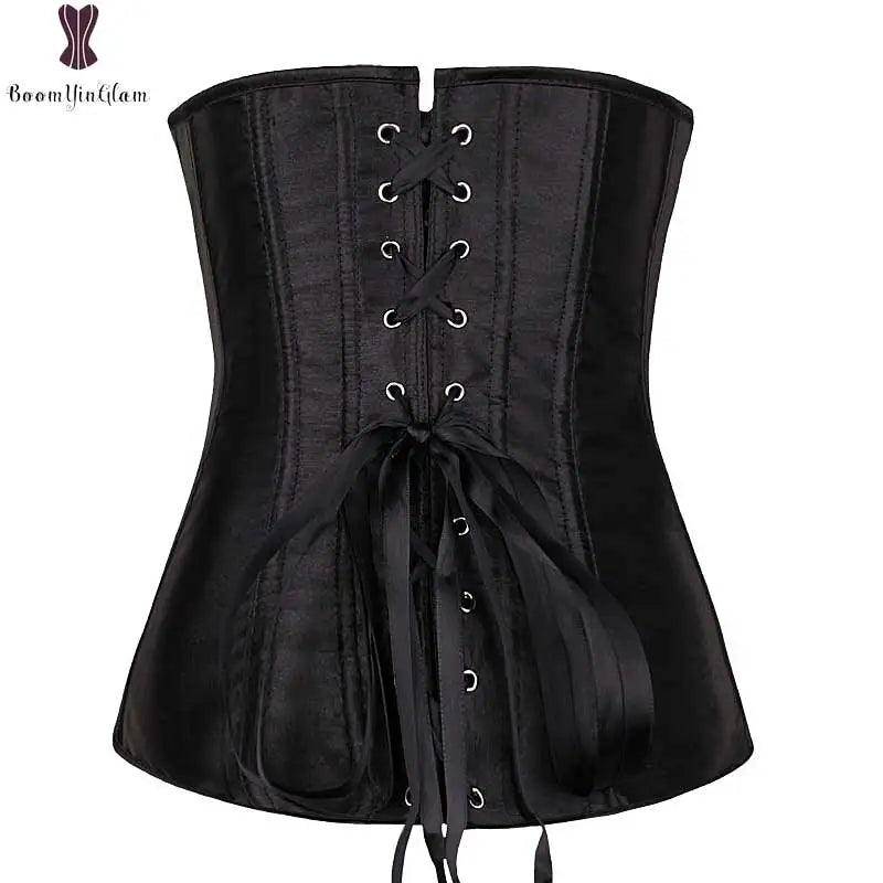 Pink Corset Simple Lolita Sexy Women Corsets Top Elastic Boned Bustier Overbust Gothic Corselet Lingerie Satin Women Clothing