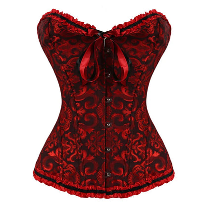 S-6XL Plus Size Women Corset Sexy Cotton Lace Up Bow Overbust Corsets And Bustiers Sexy Gothic Lady Slimming Waist Shaper Corset