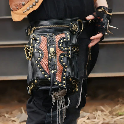 Medieval Retro Waist Bag Fanny Packs Steampunk Thigh Belt Bag Moto Drop Leg Bag Gothic Shoulder Milti-Wear Crossbody Bags