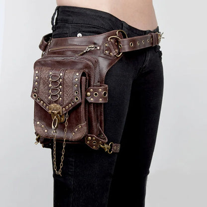 Victorian Gothic Steampunk Metal Leather Messenger Bag Men Women Vintage Medieval Accessories  Mini Crossbody Bag