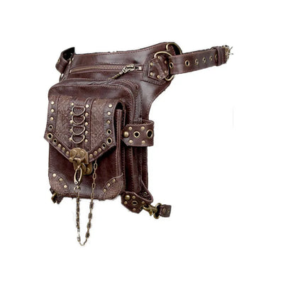 Victorian Gothic Steampunk Metal Leather Messenger Bag Men Women Vintage Medieval Accessories  Mini Crossbody Bag