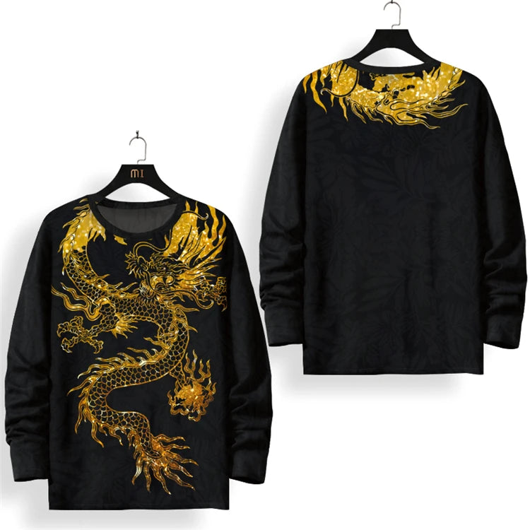 Oversized Tees Dragon 3D Digital Printing Long Sleeve T Shirt Men 2022 New Quality Soft Breathable Luxury Camisa Masculina S-6XL