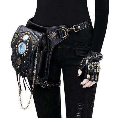 Medieval Retro Waist Bag Fanny Packs Steampunk Thigh Belt Bag Moto Drop Leg Bag Gothic Shoulder Milti-Wear Crossbody Bags