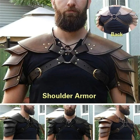 Men Medieval Viking Warrior Shoulder Armor Gladiator Samurai Battle Knight Pauldrons Party Cosplay Accessory Vintage Gear Adult