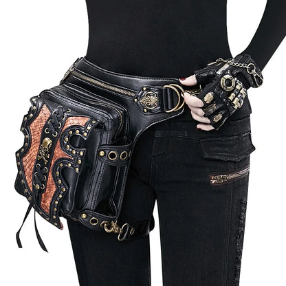 Medieval Retro Waist Bag Fanny Packs Steampunk Thigh Belt Bag Moto Drop Leg Bag Gothic Shoulder Milti-Wear Crossbody Bags