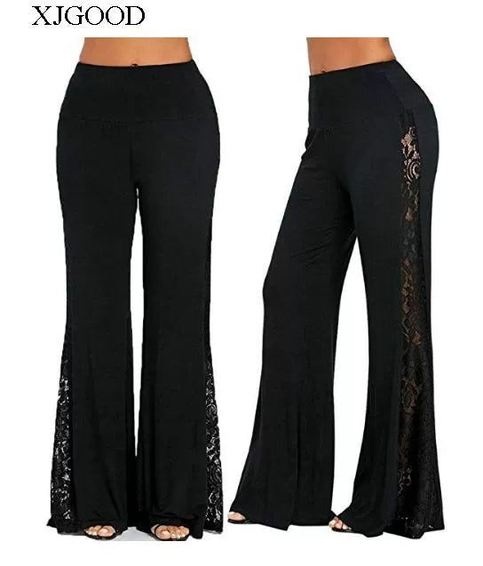 Women's Solid Lace Patchwork Casual Pants