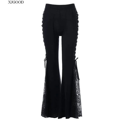 Women's Solid Lace Patchwork Casual Pants