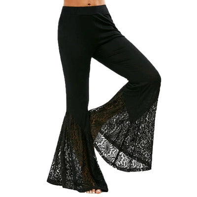 Women's Solid Lace Patchwork Casual Pants