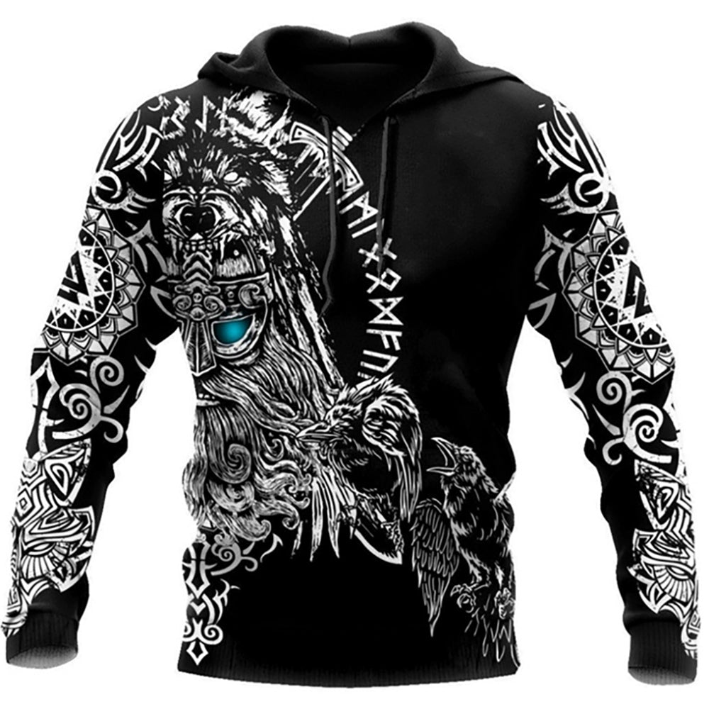 3D Printed Sweatshirt Long Sleeve Hoodie Totem Print Long Sleeves Hoodie Men