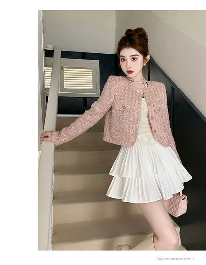 Classic Style Fashionable Girl Long Sleeve Chunky Short Sequins