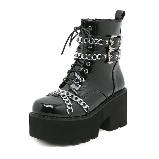 2024 New Boots for Women Fashion Hot Sale Punk Goth Platform Heels Wedge Women's Boots Casual Goth Punk Size 43 Women's Shoes