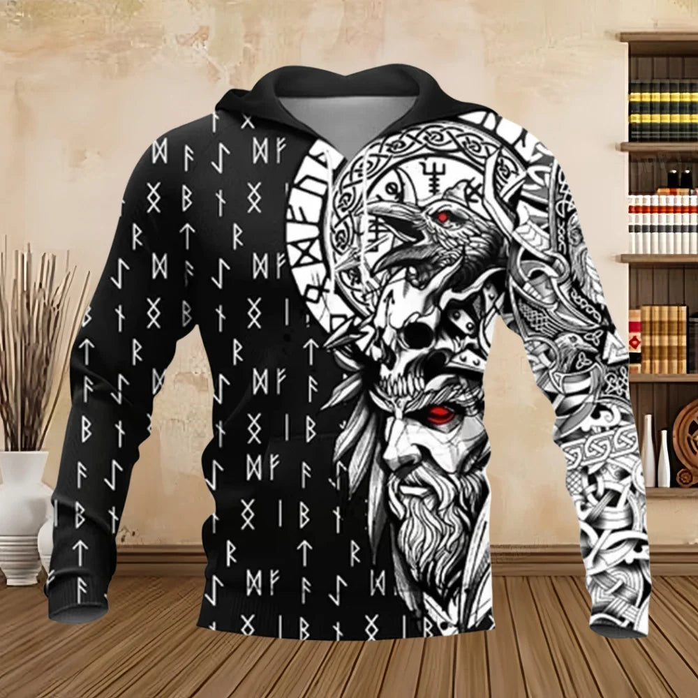 2024 Fashion Hoodies Mens Tattoo Art Print Classic Retro Pullover Hoodies Sweatshirts Tops Jacket Cosplay Casual 3D Sweatshirt