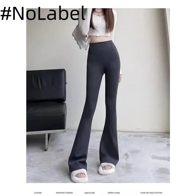 NoneLabelCollection Flare Pants Gothic Sexy Clothing Seamless Leggings Bell-bottomed Pants Y2k Shark Pants Winter High Street