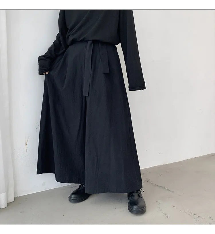 Boy Men Japanese Yamamoto Style Pants Skirts Medieval Gothic Knight Wide Leg Palace Trousers Banquet Dinner Party Formal Pants