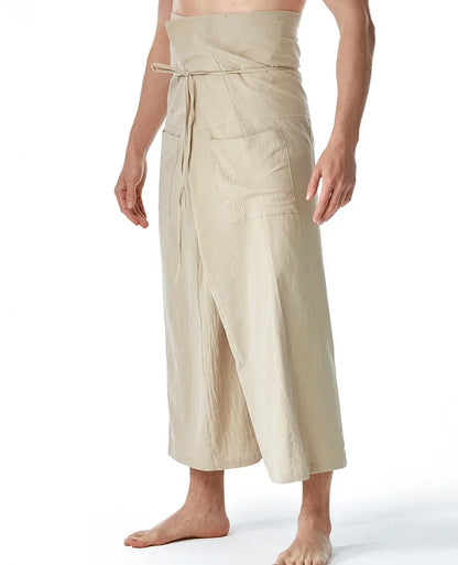 New Medieval Fisherman Linen Pants Men's Loose Yoga Pirate Harem Trousers Retro Viking Ancient God Cosplay Pants